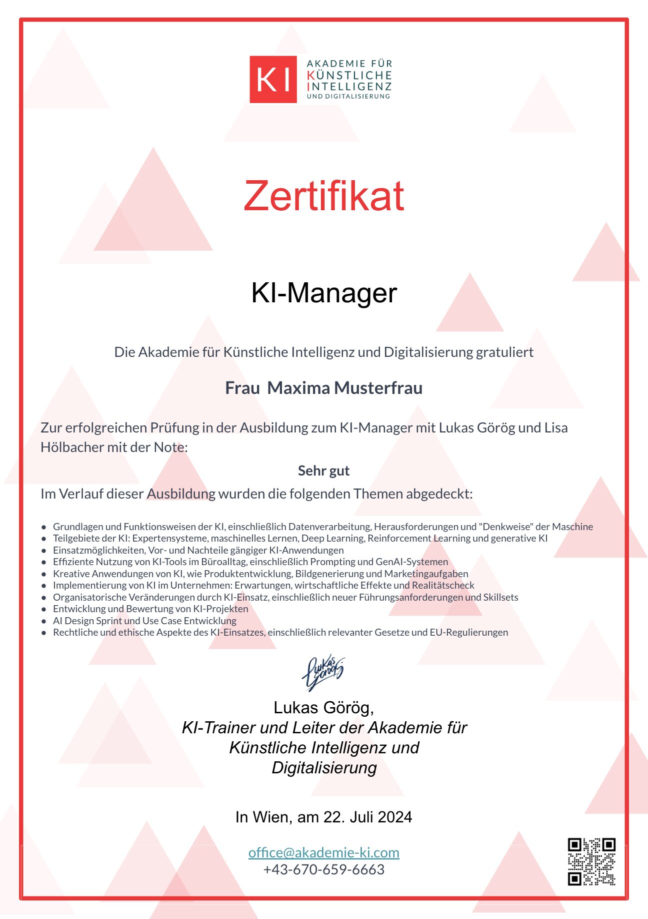 Zertifikat KI-Manager Ausbildung Wien